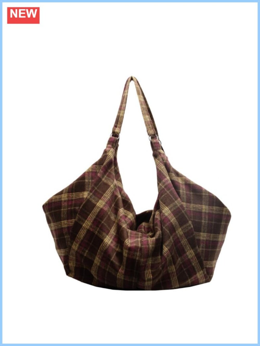 Woolen Plaid Tote Bag Purse Women's Slouchy Hobo Shoulder Bag